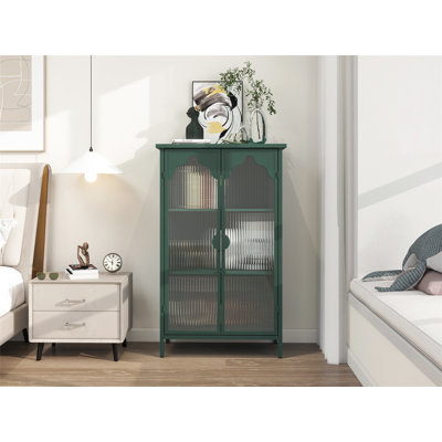 Armoire de rangement polyvalente en métal avec portes élégantes en verre pour plusieurs pièces