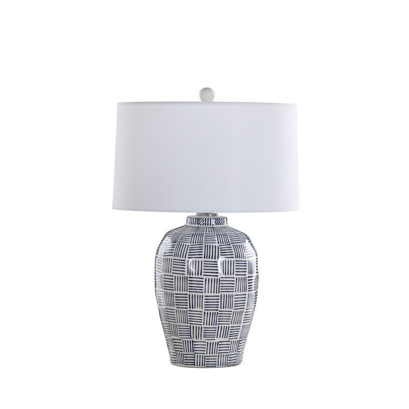 Liora Table Lamp, Blue Patterned Glaze