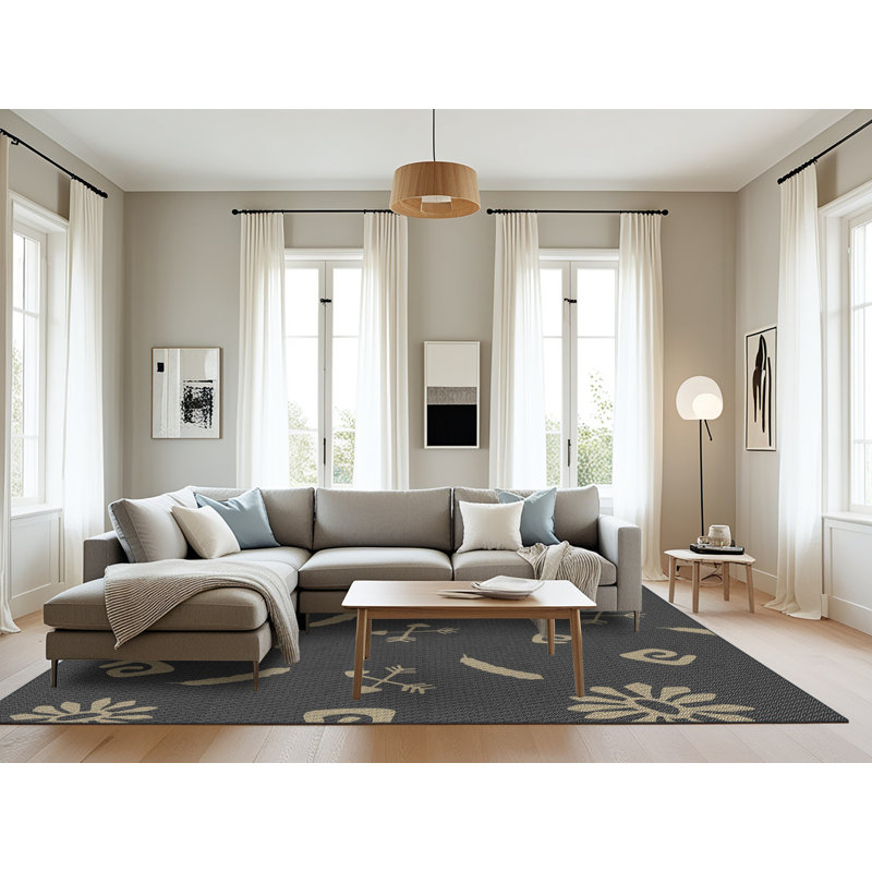 Tapis noir/beige à tisser électrique, Rectangle 8 pi x 12 pi