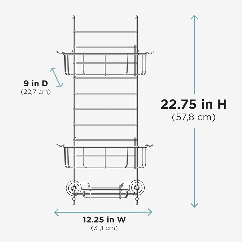 Over-the-Shower Door Hanging Shower Caddy with 2 Storage Baskets and Soap Dish, Rust-Resistant Stainless Steel