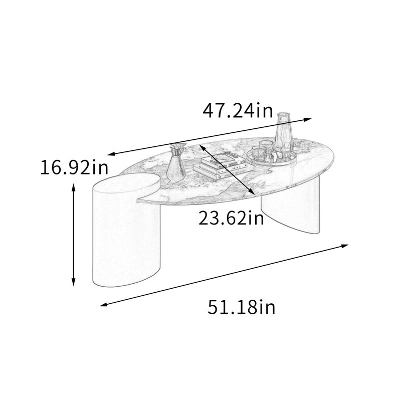 Akshata, 16.92" H x 51.18" L x 23.62" W, White/Taupe, Slate 