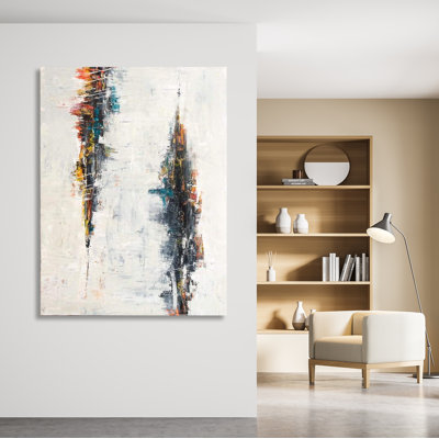 Distortion on Canvas Hand Embellished Art Framed Acrylic Painting Print Canvas