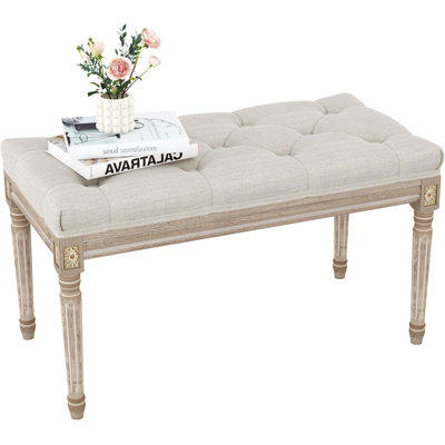 Upholstered Bench, Bedroom Bench for End of Bed, Piano Bench with Button Tufted Padded Seat for Living Room
