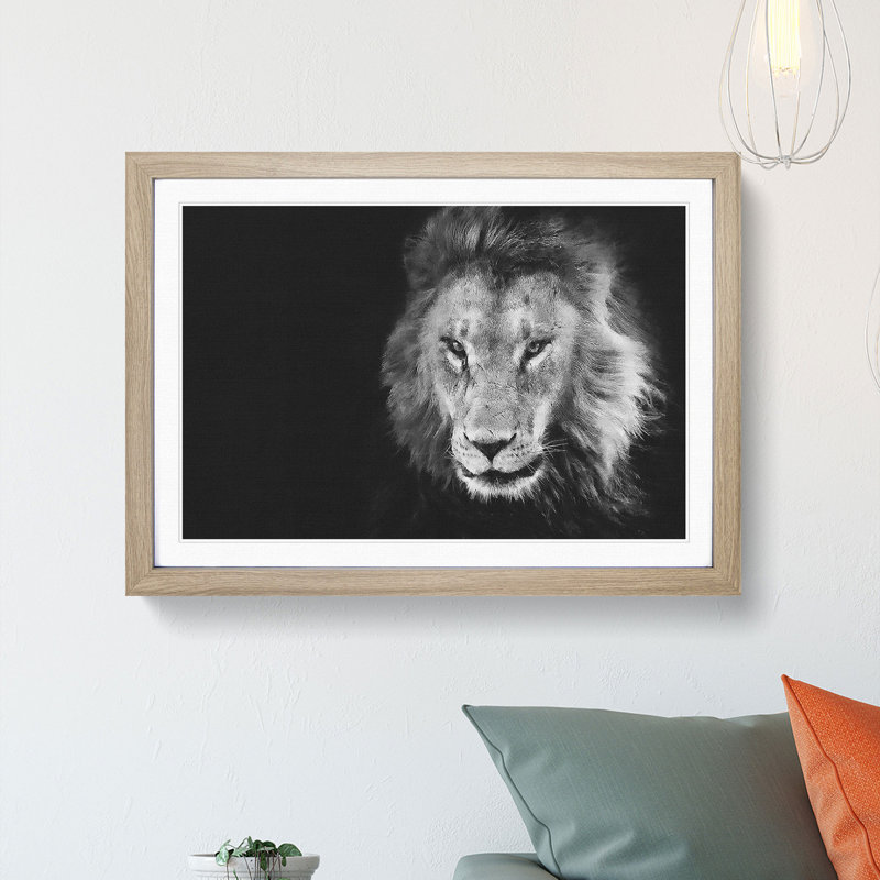 Portrait of a Lion - Framed Print, Oak Framed, 24cm H x 33cm W x 2cm D