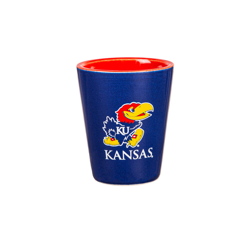 4 pièces en céramique et verre 2 oz Ensemble de tasses, Université du Kansas