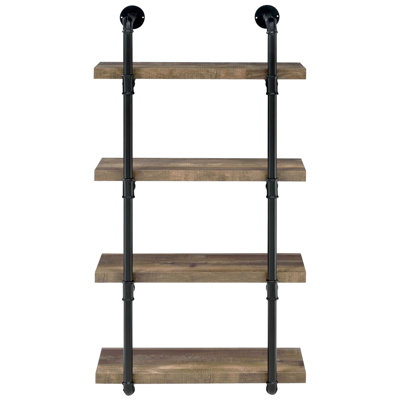 Black And Rustic 4 Shelf For Office, Space Feature Oak Functional Shelving Unit