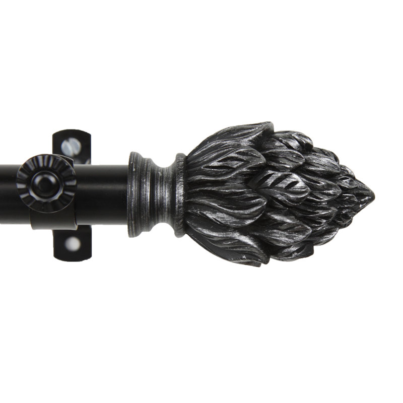 Tringle à rideaux simple à baie vitrée réglable de 28 po à 48 po Jaliyah, Noir, 18 po à 28 po (chaque côté)