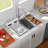 Drop In Kitchen Sink with Faucet Combo Sink with Ledge & Pull-Out Faucet Single Bowl 16 Gauge T304 Stainless Steel Handmade Modern Deep Kitchen Sink (Brush Nickle Workstation, 30x22)
