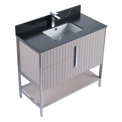 Meuble-lavabo moderne avec plateau en pierre frittée Fine Fixtures Serenity