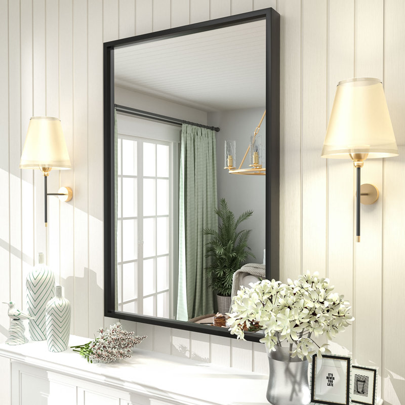 Miroir mural Amara, 36 po x 24 po, Matte Black