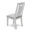 Chaise de salle à manger capitonnée Islamorada - Dossier à persiennes - Finition blanche - Revêtement gris moucheté