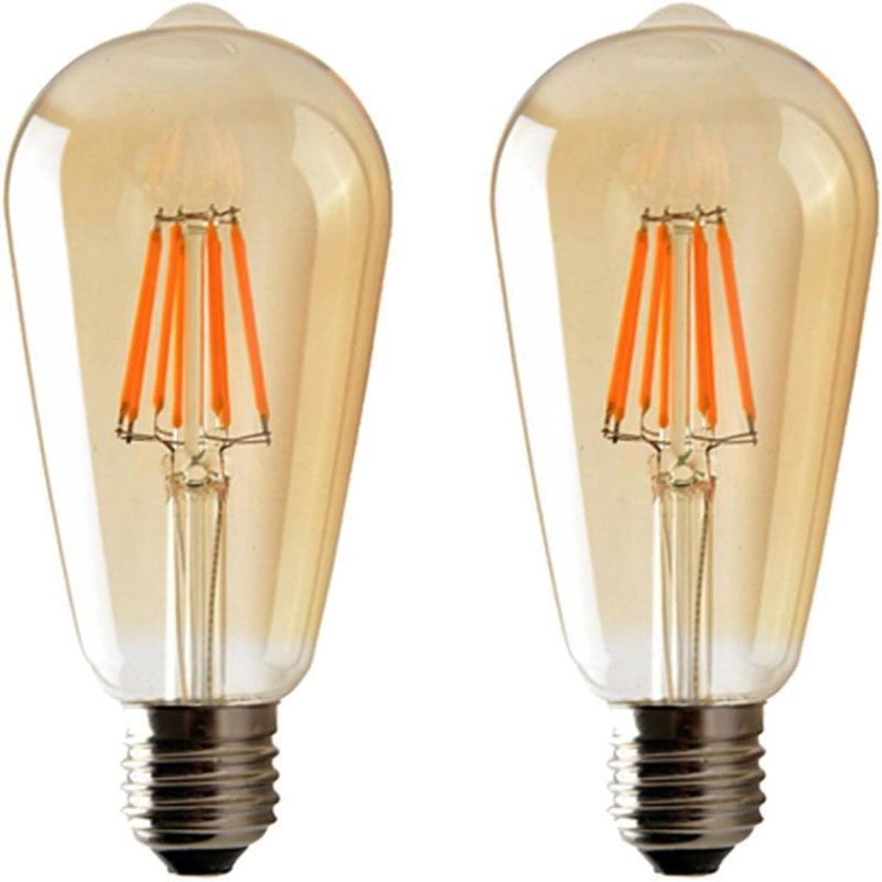 LED Edison Bulb ST64, 4W E27 2700K Warm White, Vintage Amber Glass, Dimmable LED Filament, Antique Retro Style Light, 240V, 40W Equivalent for Pendant, Café, Bar, Home Décor