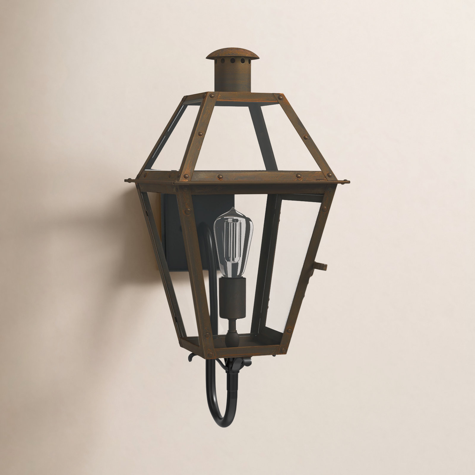 Amber Single Light Empire Outdoor Wall Light, Industrial Bronze