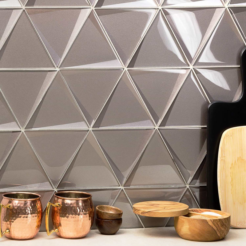 Remington 6” Triangle 3D Glass Mosaic Tile, Bronze