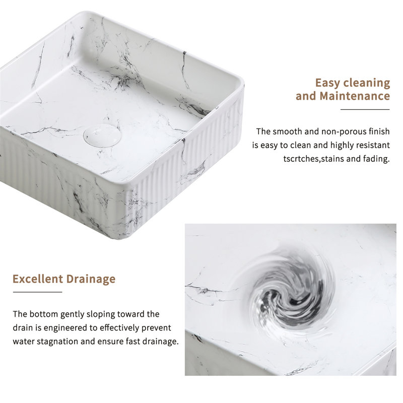 Lavabo vasque carré, vasque de salle de bain pour meuble-lavabo