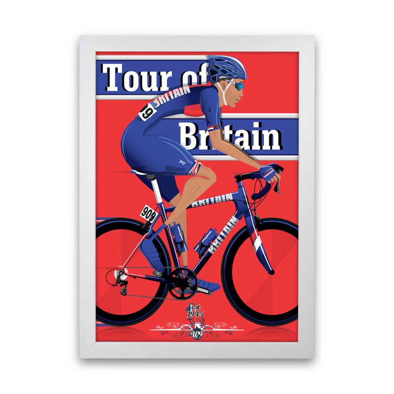 Tour De Britain - Single Picture Frame Print, 42cm H x 30cm W x 3cm D, White Framed