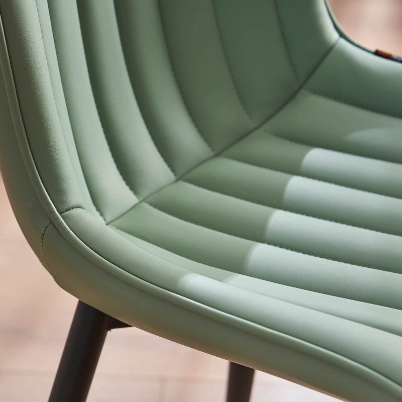 Heitger Leather Upholstered Side Chairs Modern Dining Chairs with Metal Legs, Dining Room Chair, Mint Green