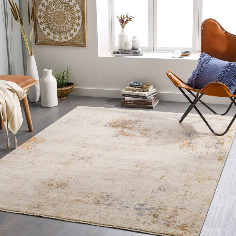 Tapis abstrait tissé à la machine Chizoba, Rectangle 2 pi x 2 pi 11 po