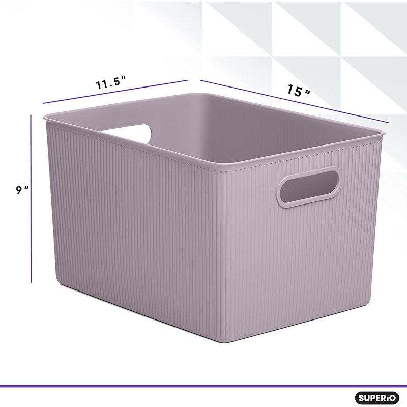 Panier en plastique nervuré, 3, Lilas