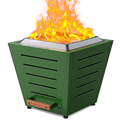 20 Inch Smokeless Fire Pit Stainless Steel Wood Burning Fireplace Portable Outdoor Fire Pit Patio Smokeless Firepit With Pull-Out Ash Tray And Handles