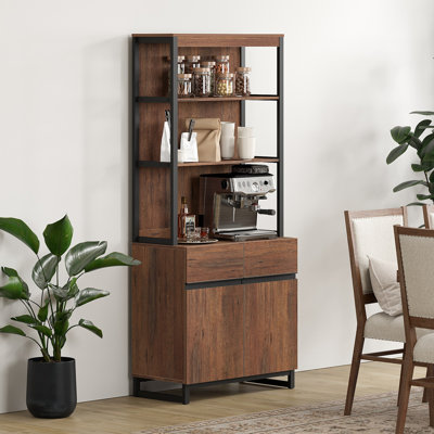 Buffet moderne de 72 po avec base en métal et tablettes réglables, armoire de rangement multifonctionnelle avec rangement et tablettes ouvertes pour la salle à manger ou la cuisine