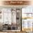 Farmhouse Hall Tree with 4 Hidden Hanging Hooks, Versatile Seating Bench, Entryway Shoe Cabinet with Open Compartment-1304089990