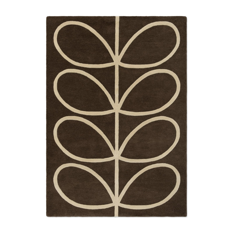 Hand Tufted Wool Abstract Area Rug in Walnut, Rectangle 3'11" x 5'11"