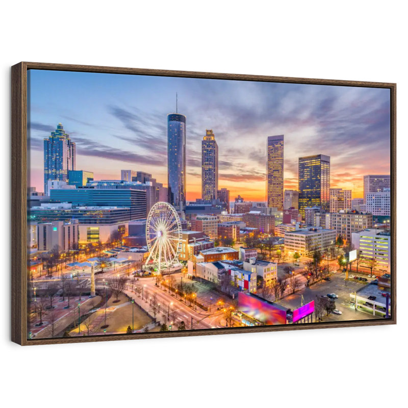 Atlanta Twilight Sky, Cadre flottant noyer, 40 po x 27 po