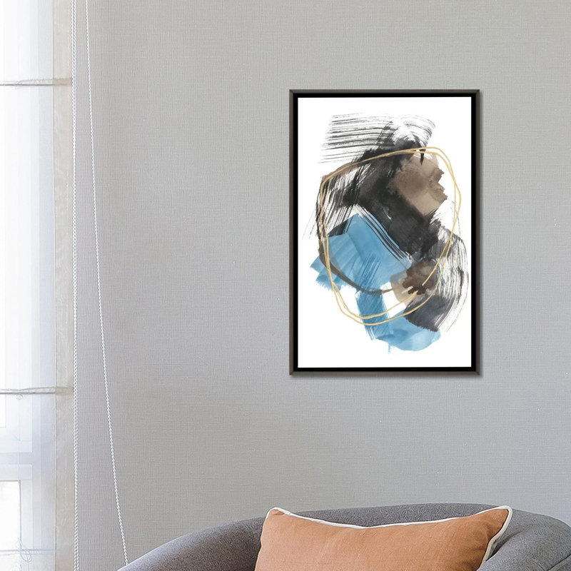 « Gold loops II » par Jennifer Goldberger-impression, H 26 po x l 18 po x 1,5 po, Toile encadrée de bois rustique foncé