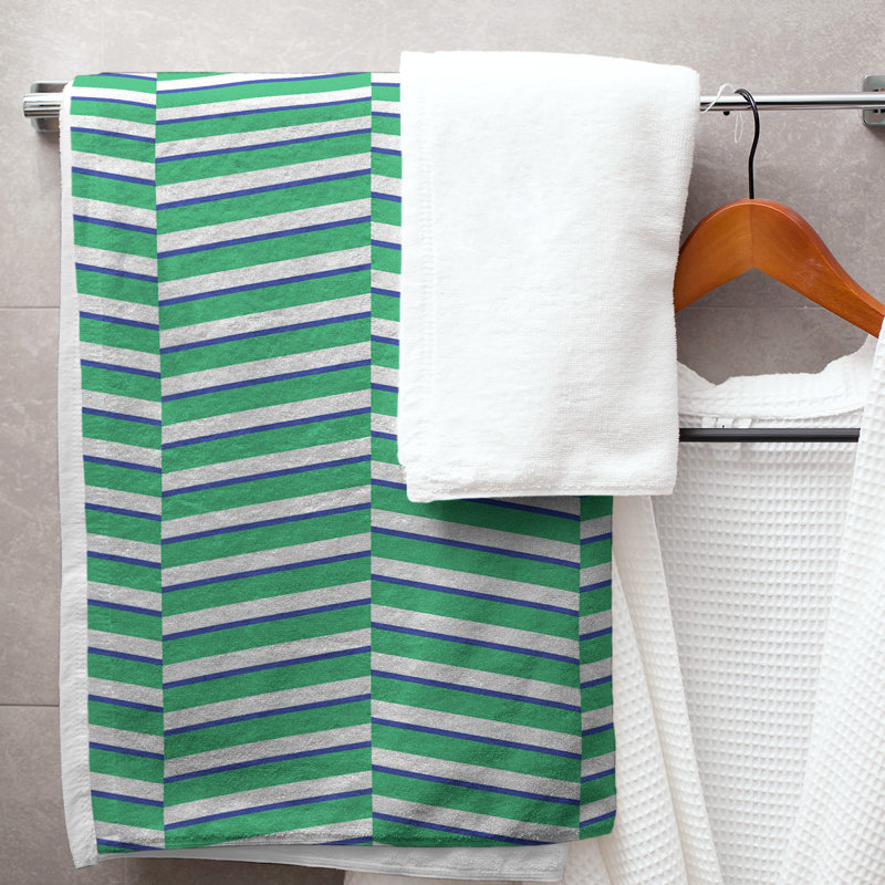 Jaya Bath Towel, Green/Dark Blue/Gray