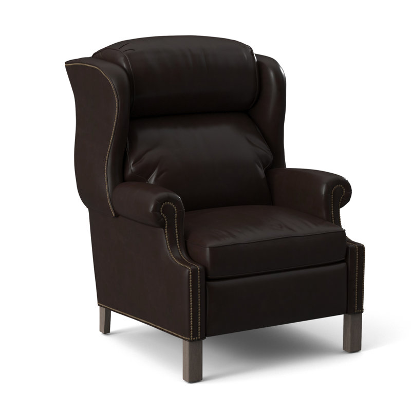 Chippendale Recliner, #9 Natural, Outsider Raven Genuine Leather, Stone