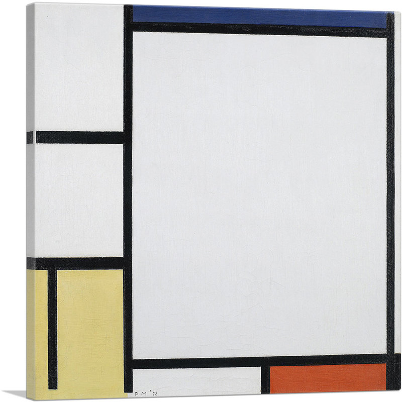 Composition avec bleu, rouge, jaune et noir 1922 par Piet Mondrian - reproduction d'art sur toile tendue