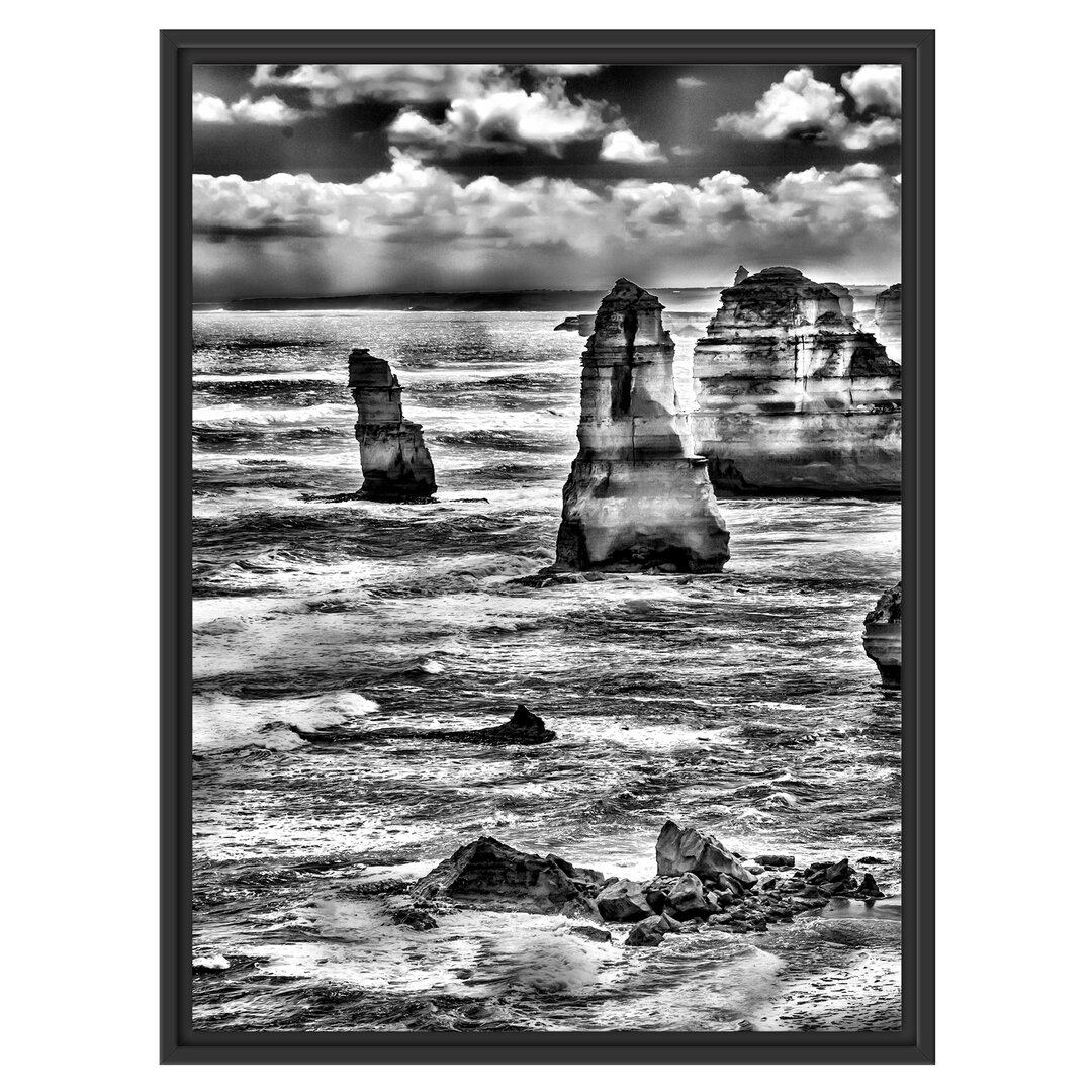 Gerahmtes Wandbild Meer klippe küste Steine Strand