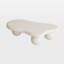 Table basse de 47 pouces en forme de nuage avec 3 pieds sphériques pour le salon, blanc crème-400783176-400783177-400783178