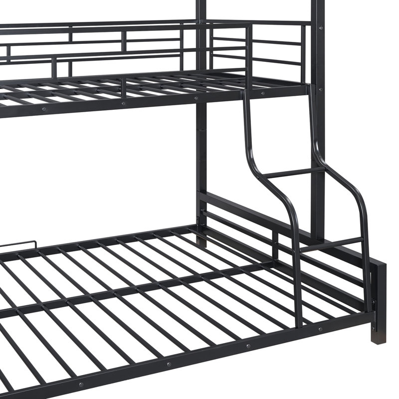 Metal House Bunk Bed, Twin over Full, Black
