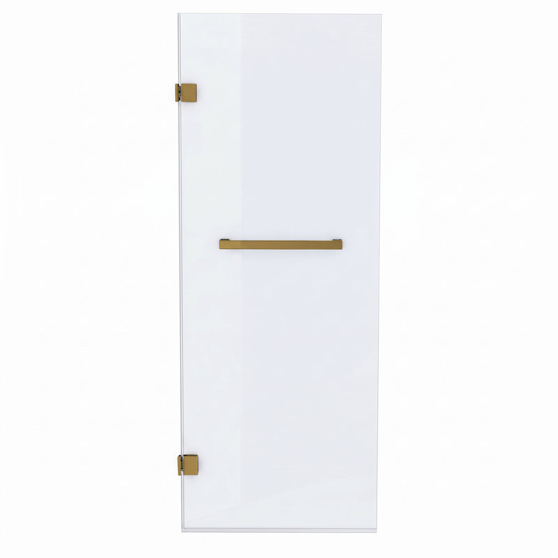 Porte de baignoire pivotante sans cadre Fines Fixtures 28 po x 58 po, laiton satiné, Laiton satiné