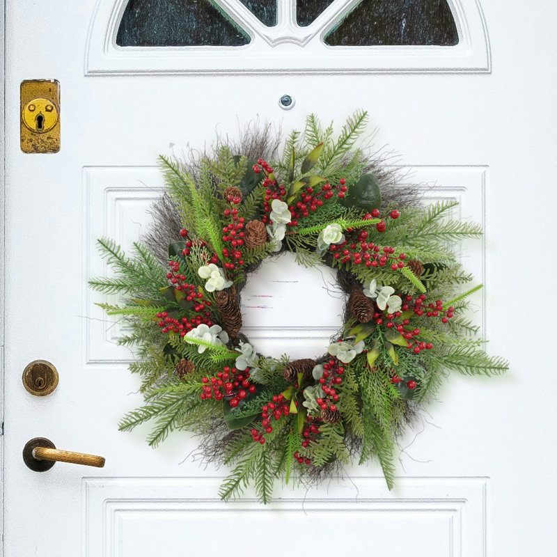 Artificial Pine, Berry & Pinecone Holiday Wreath