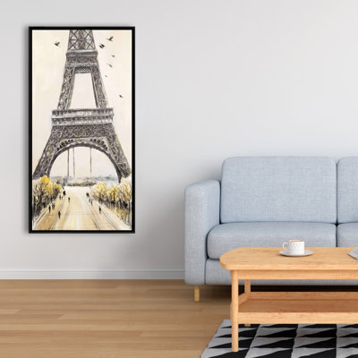 Tour Eiffel avec oiseaux volants - Toile encadrée