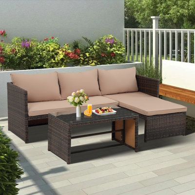 Adhern 3 - Person Patio Conversation Sets with Cushions