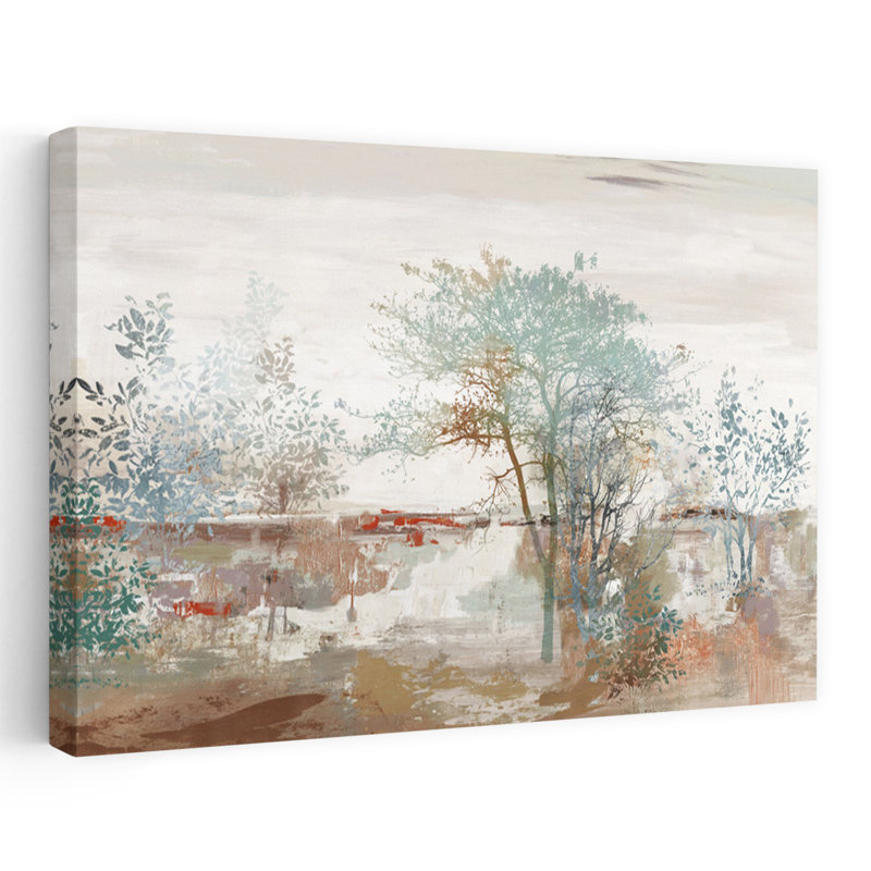 Automne, silence, paysage, arbre, nature, paysage abstrait, peinture, technique mixte, art contemporain, H 36 po x l 24 po