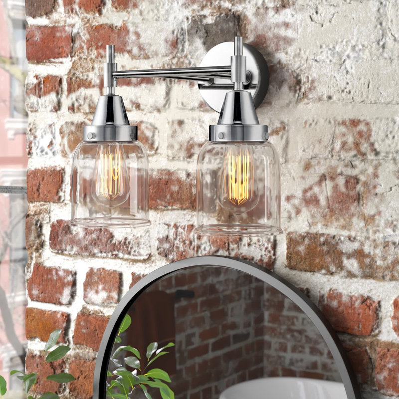 Éclairage pour meuble-lavabo à 2 lumières à intensité variable Gayle, Chrome poli, Transparent