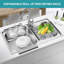 Extra Large Expandable Over-Sink Dish Drying Rack | Roll-Up Stainless Steel Sink Cover | Foldable & Rollable | Black (22.8''-12.4'')