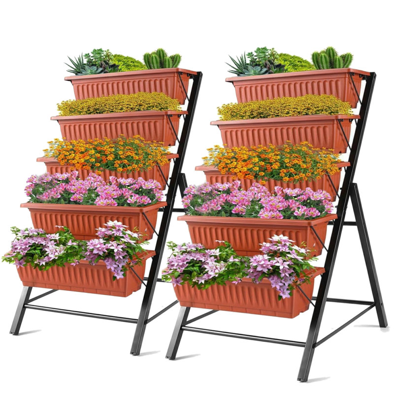 Lit de jardin surélevé vertical à 5 niveaux Denishia, H 45 po x l 26 po x P 22,75 po, Brun / Noir, 2