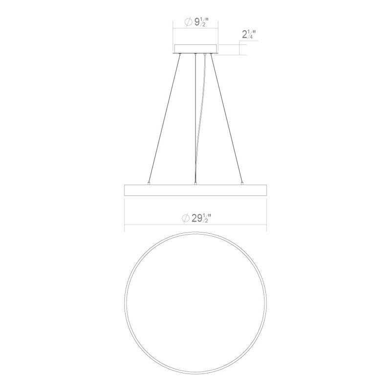 Pi 1 - Light LED Pendant, 2.25" H x 29.5" W x 29.5" D, Bright Satin Aluminum, 3000K