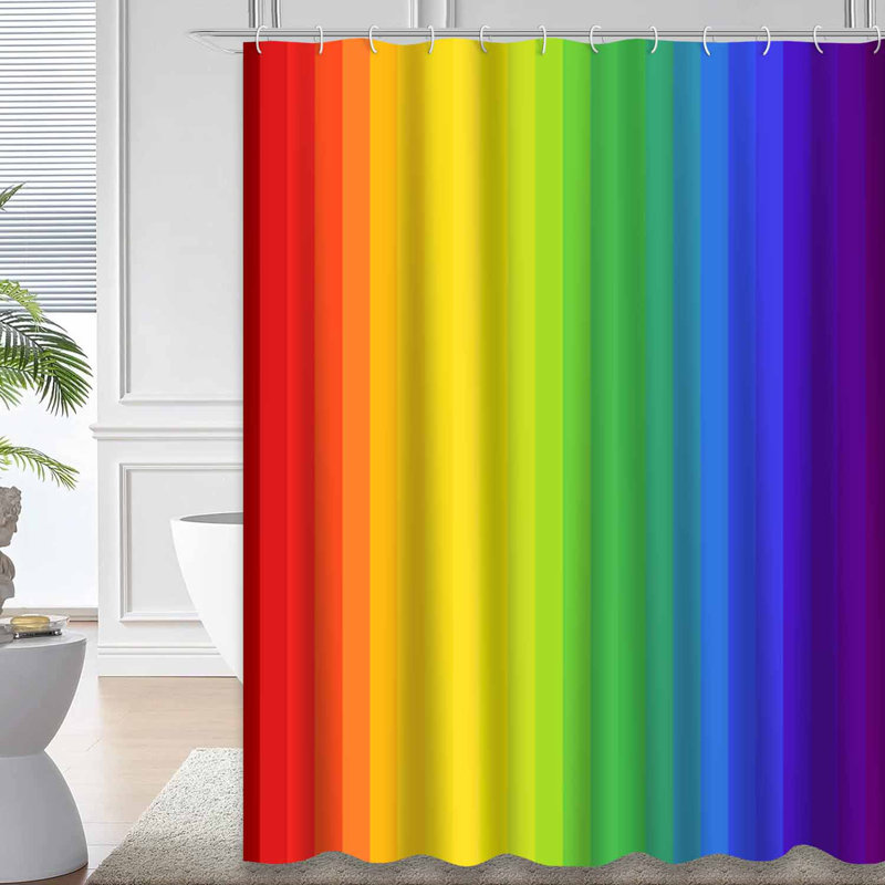 Rideau de douche à rayures multicolores Rainbow, L 72 po x l 78 po