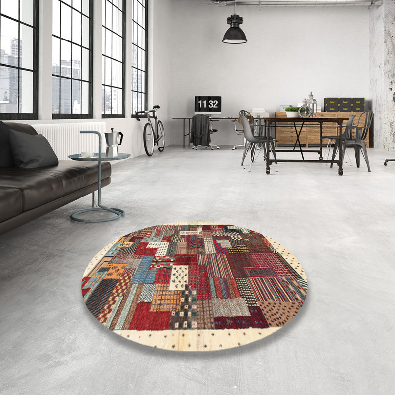 Tapis brun/gris zone contemporaine, Rond 6 pi