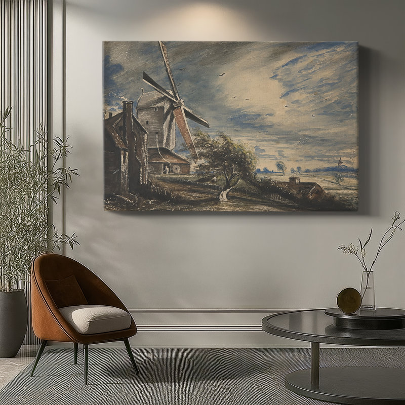 John Constable "Un moulin à vent (ou un moulin à vent près de Brighton)" - Art mural de qualité musée sur toile tendue