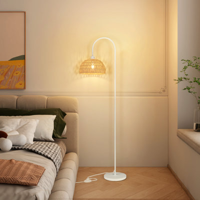Aarzo 62" Arched/Arc Rattan Floor Lamp