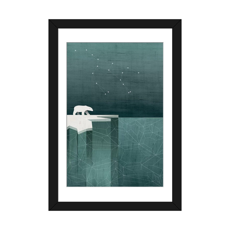 « ursa majeur », impression sur toile, H 32 po x l 24 po x P 1 po, Papier avec cadre noir, Blanc