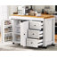 Îlot de cuisine 74,8 po avec table de salle à manger extensible, chariot de rangement de cuisine avec 3 tiroirs, prise de courant, îlot de cuisine sur roulettes avec support à épices et armoire à 2 portes, pour la cuisine-1633046592